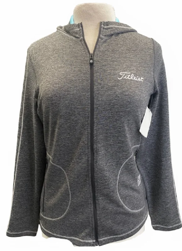 Footjoy Gray Full-Zip Hooded Jacket with Titleist Logo