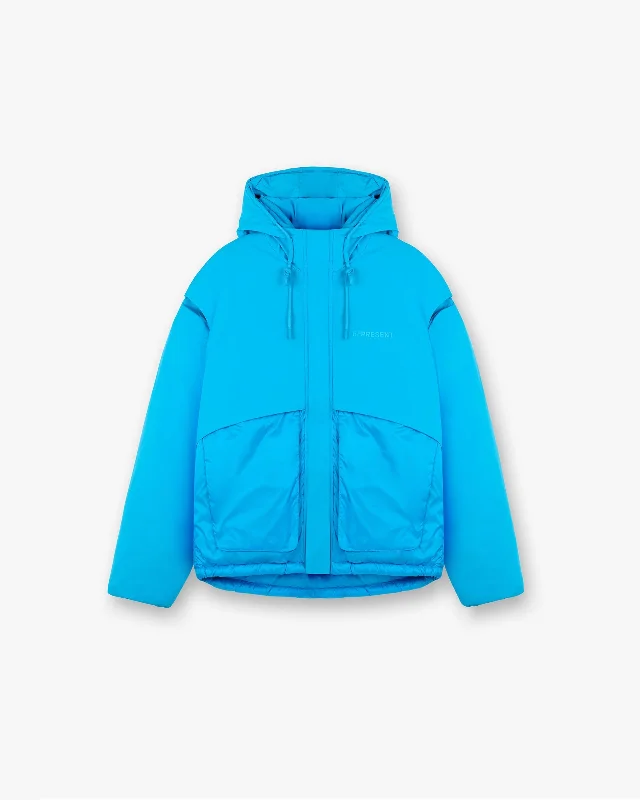 Layered Hooded Puffer - Electric Blue