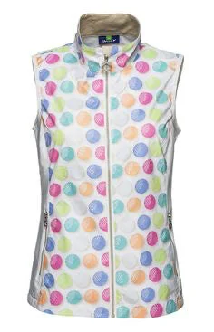 Daily Sports Multicolored Golf Ball Print Full Zip Vest Size XL MSP $135