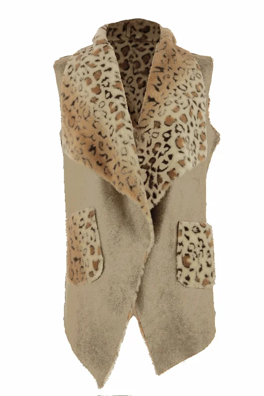 Faux Suede Leopard Gilet