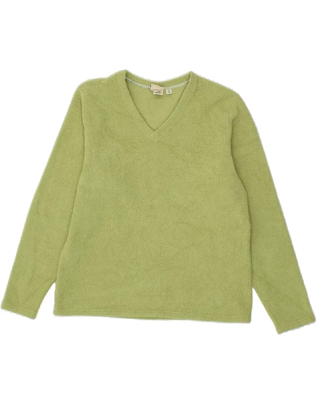 L.L.BEAN Womens Fleece Jumper UK 14 Medium Green Polyester