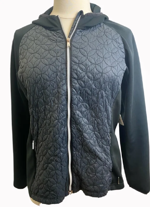 Sunice Black Full-zip Hooded Jacket with Patterned Quilting Body Size XXL MSP$165