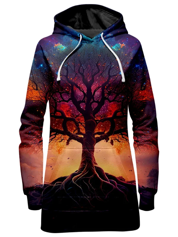 Sunset Fractal Tree Hoodie Dress