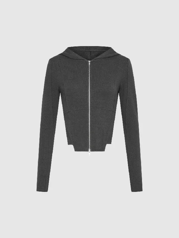 Zipper Front Hooded Skinny Jacket