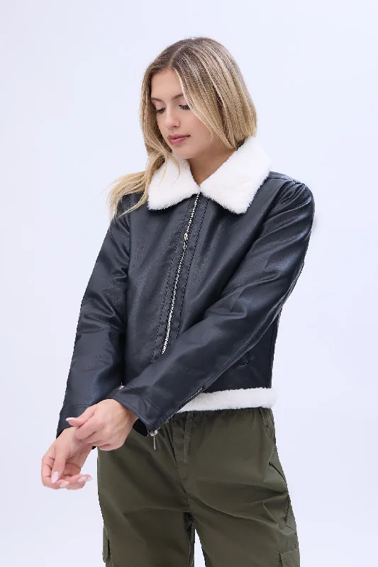 Faux Shearling Motorcycle Jacket