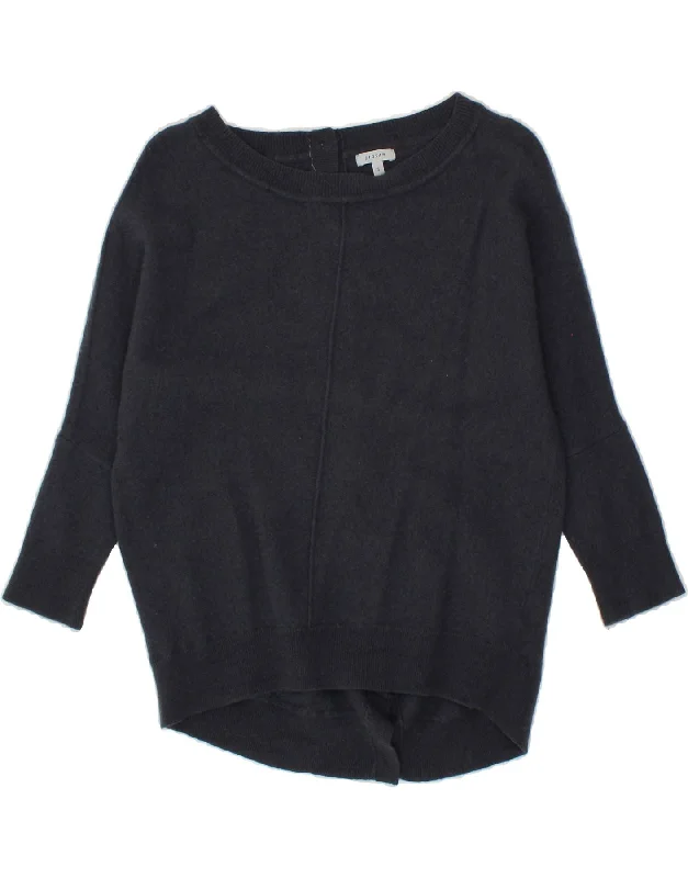 JIGSAW Womens 3/4 Sleeve Cardigan Sweater UK 10 Small Black Lambswool