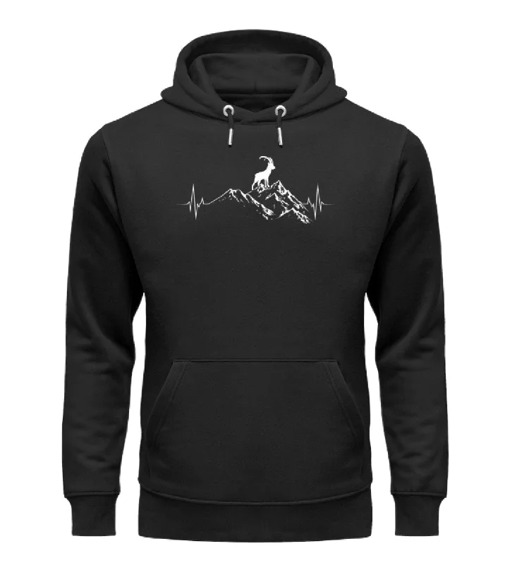 Herzschlag Berge und Steinbock - Unisex Premium Organic Hoodie