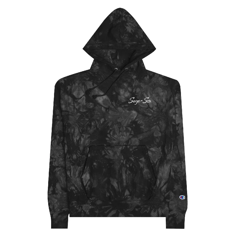 Signature SVGE x Champion Unisex Black tie-dye Hoodie