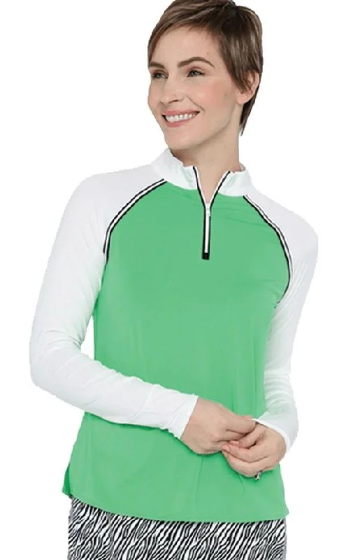 New Belyn Key Green & White Raglan Pullover Size S. MSP$108