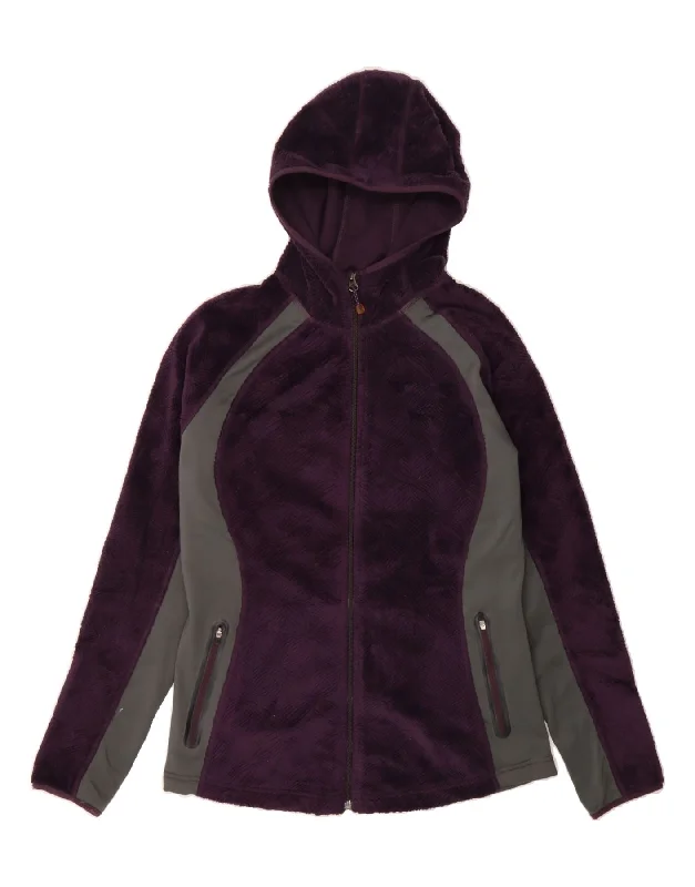 EDDIE BAUER Womens Zip Hoodie Sweater UK 16 Large Purple Colourblock