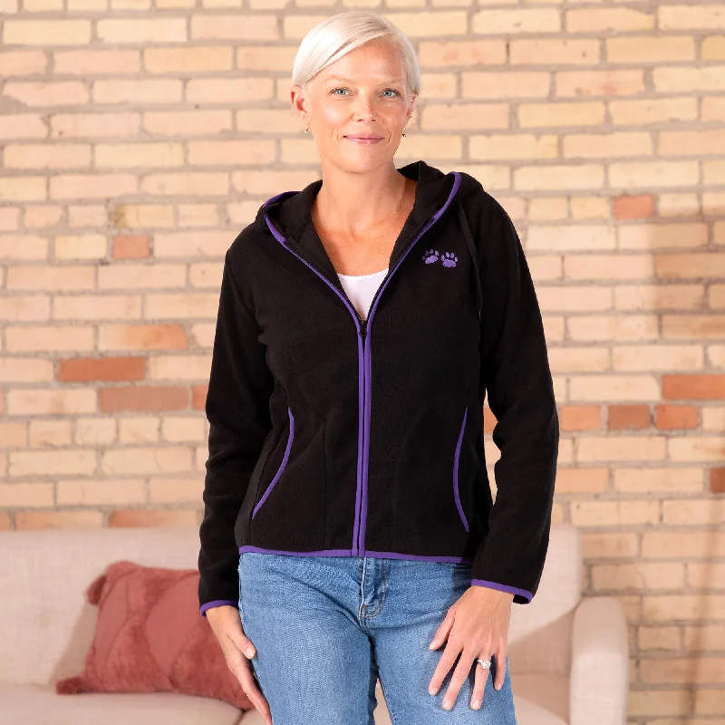 Purple Paw Trimmed Polar Fleece Hooded Jacket