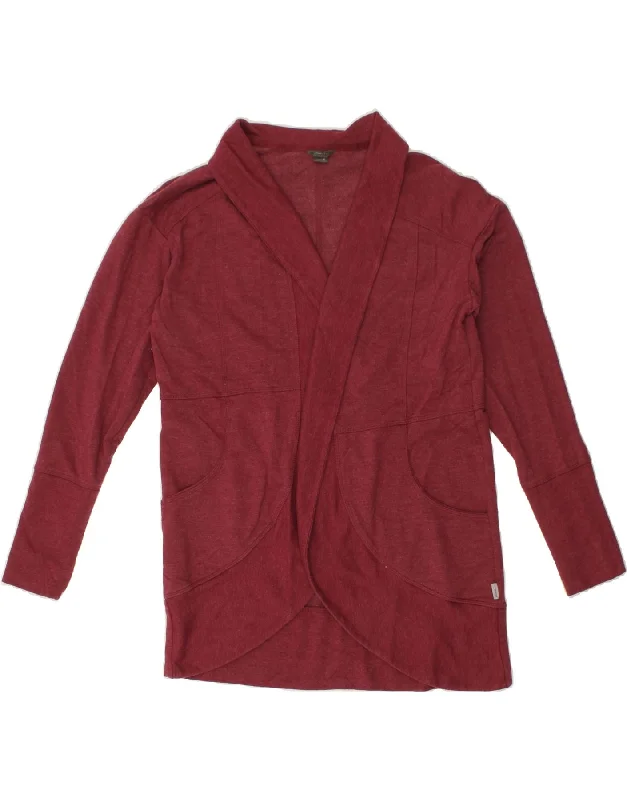 EDDIE BAUER Womens Longline Cardigan Sweater UK 14 Medium Maroon Cotton