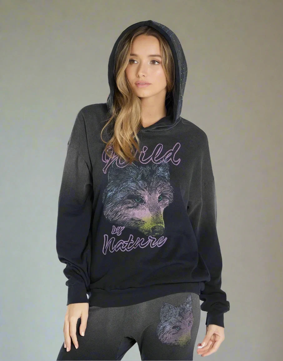 Lauren Moshi Harmony Wild Wolf Hooded Sweatshirt