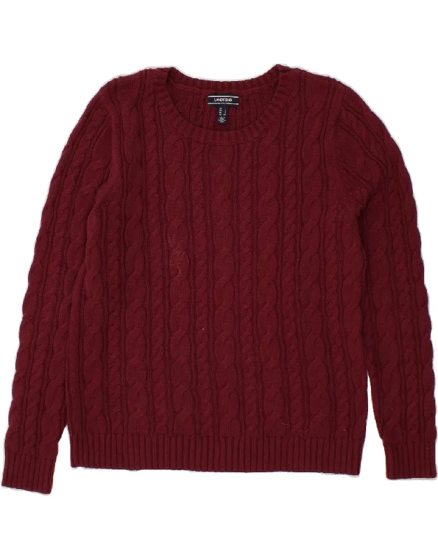 LANDS END Womens Oversized Boat Neck Jumper Sweater UK 16 Large Burgundy