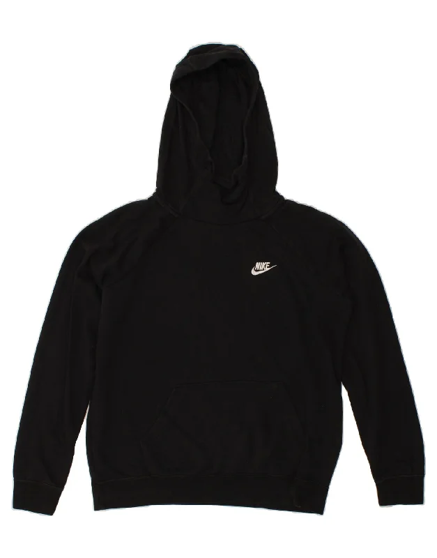 NIKE Womens Hoodie Jumper UK 14 Medium Black Cotton