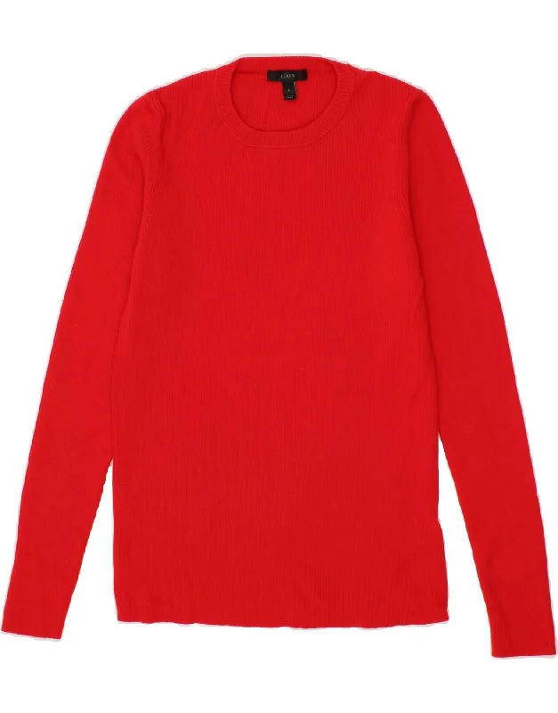 J. CREW Womens Crew Neck Jumper Sweater UK 12 Medium Red Merino Wool