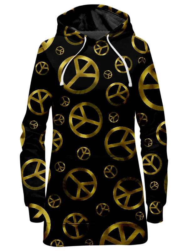 Peace Sign Gold Hoodie Dress