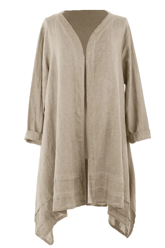 2 Pocket Asymmetric Linen Jacket