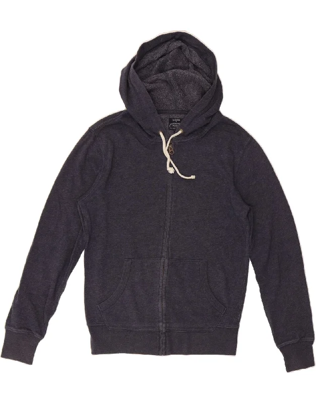 J. CREW Womens Oversized Zip Hoodie Sweater UK 6 XS Navy Blue Cotton