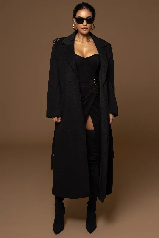 Black SAVANNAH BELTED COAT