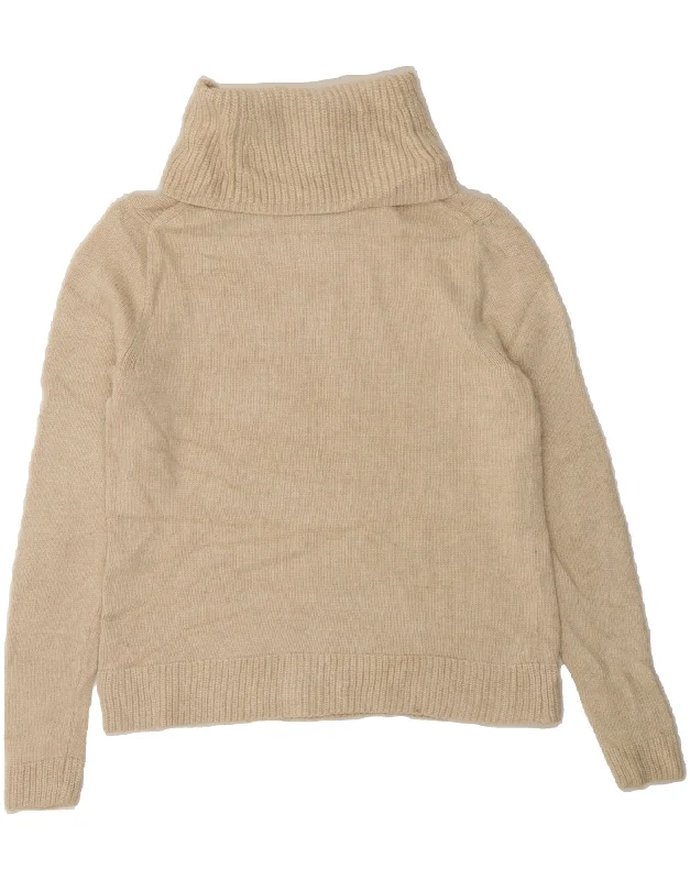 J. CREW Womens Roll Neck Jumper Sweater UK 10 Small Beige Viscose