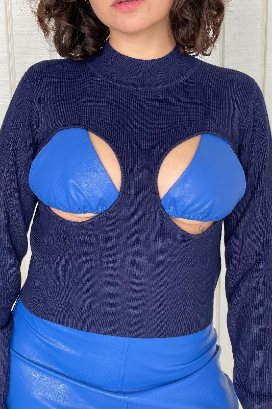 Boob Cutouts Viscose Sweater Navy