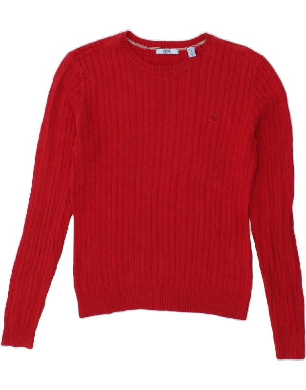 IZOD Womens Boat Neck Jumper Sweater UK 14 Medium Red Cotton