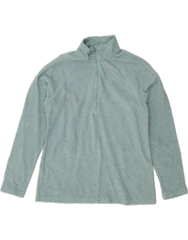 EDDIE BAUER Womens Zip Neck Fleece Jumper UK 14 Medium Turquoise Polyester