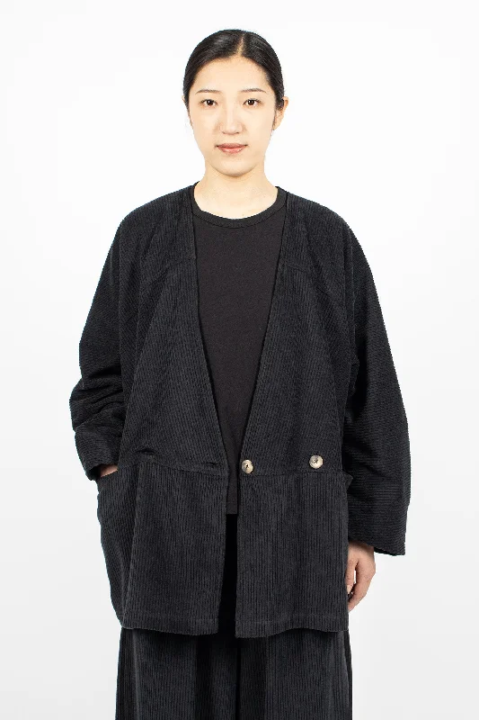 GJ18 Corduroy Geometric Jacket Dark Grey