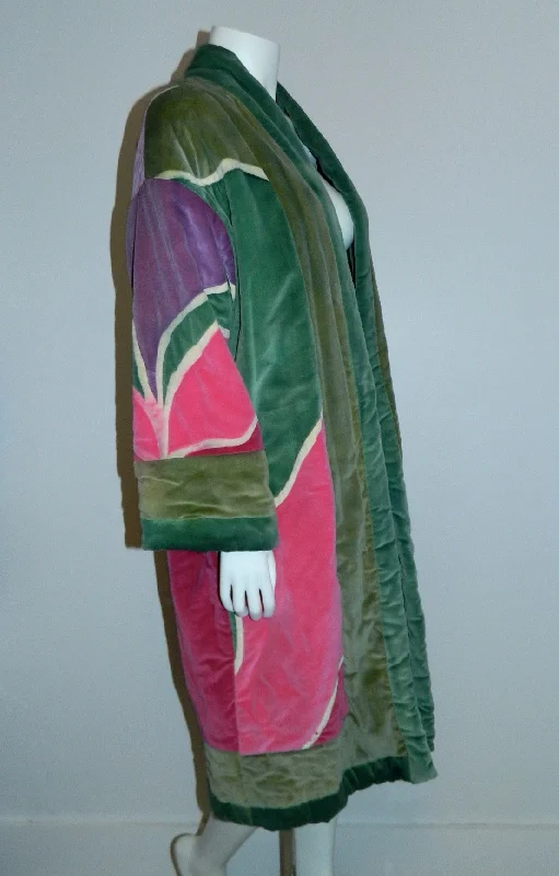 vintage 1970s velvet coat / reversible sleeping bag coat / kimono jacket artist OOAK