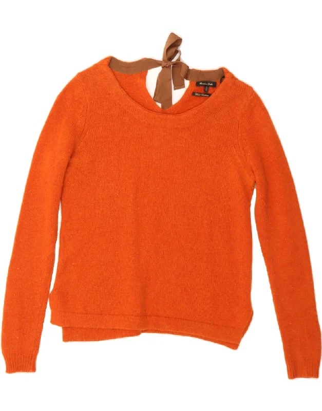 MASSIMO DUTTI Womens Boat Neck Jumper Sweater UK 10 Small Orange