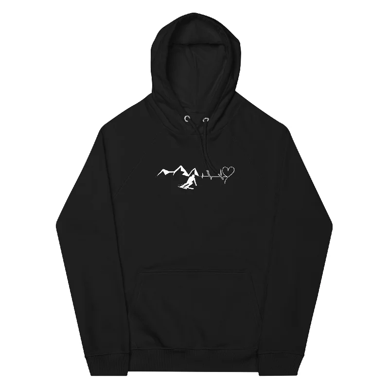 Heart - Heartbeat - Mountain - Skiing - Unisex Premium Organic Hoodie