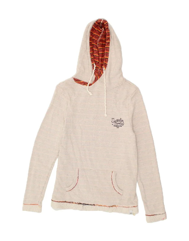 ANIMAL Womens Hoodie Jumper UK 12 Medium Beige Cotton