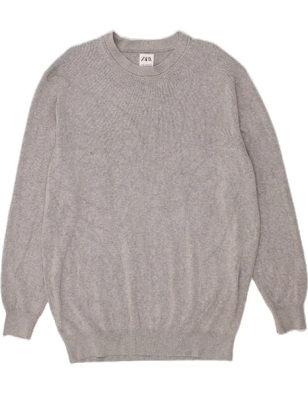 ZARA Womens Boat Neck Jumper Sweater UK 18 XL Grey Viscose