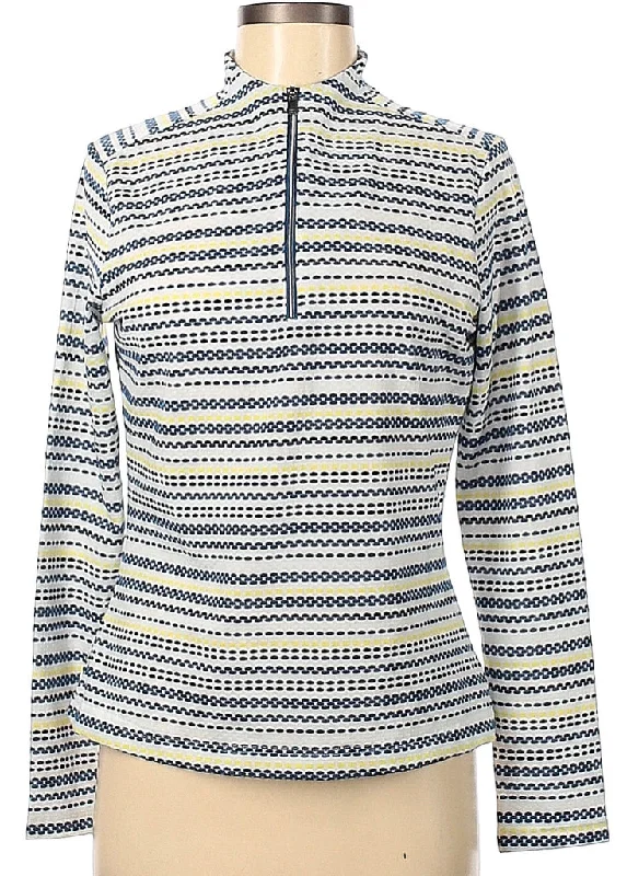 Tail Blue, White, Black  & Yellow Striped Jacquard Pullover Size M MSP$97